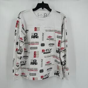 Born Fly Mens Long Sleeve Graphic Tee Size XL Streetwear Y2K Logo Print‎ Urban